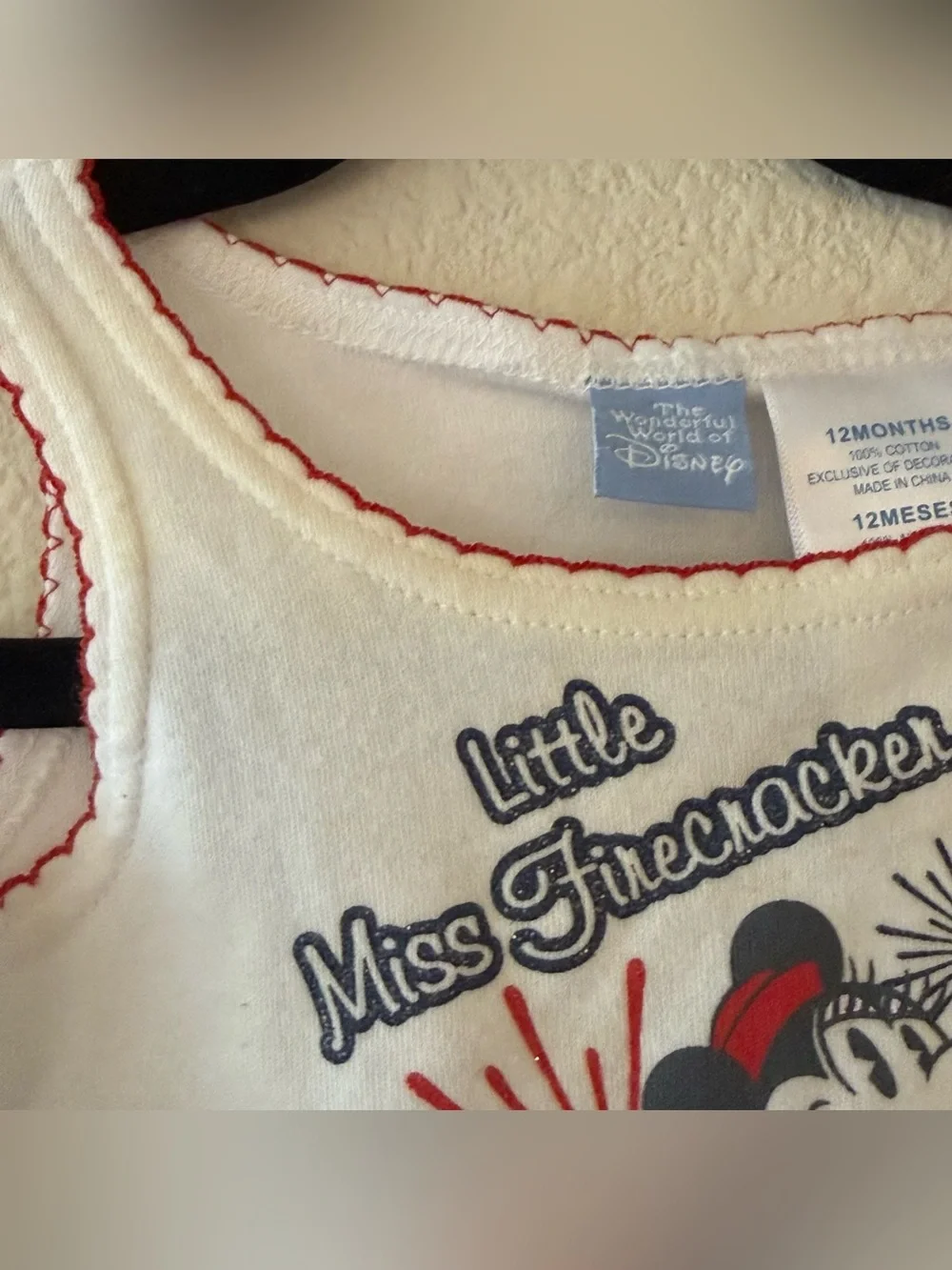 Disney Minnie 'Little Miss Firecracker' Red White & Navy Polka Dot Dress